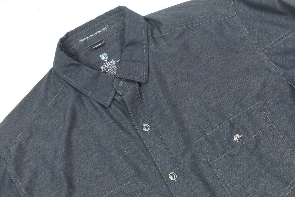 Kuhl Stealth Shirt Mens Large Dark Blue Long Sleeve Button-Up Stretch Hiking